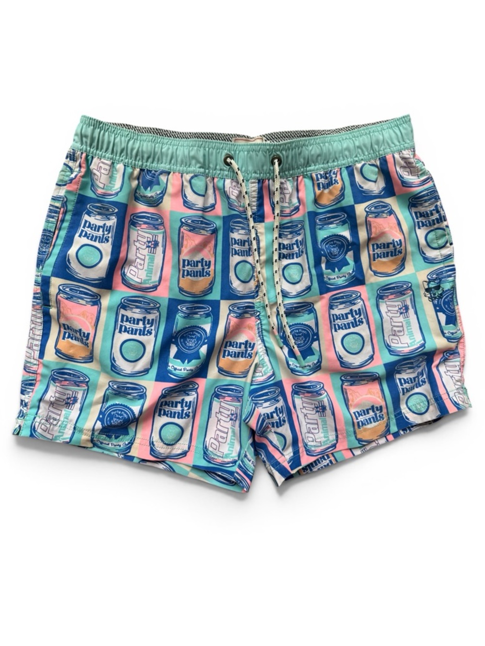 Party Pants - Men’s Large Swim Trunks - Bright Beer Can Graphics